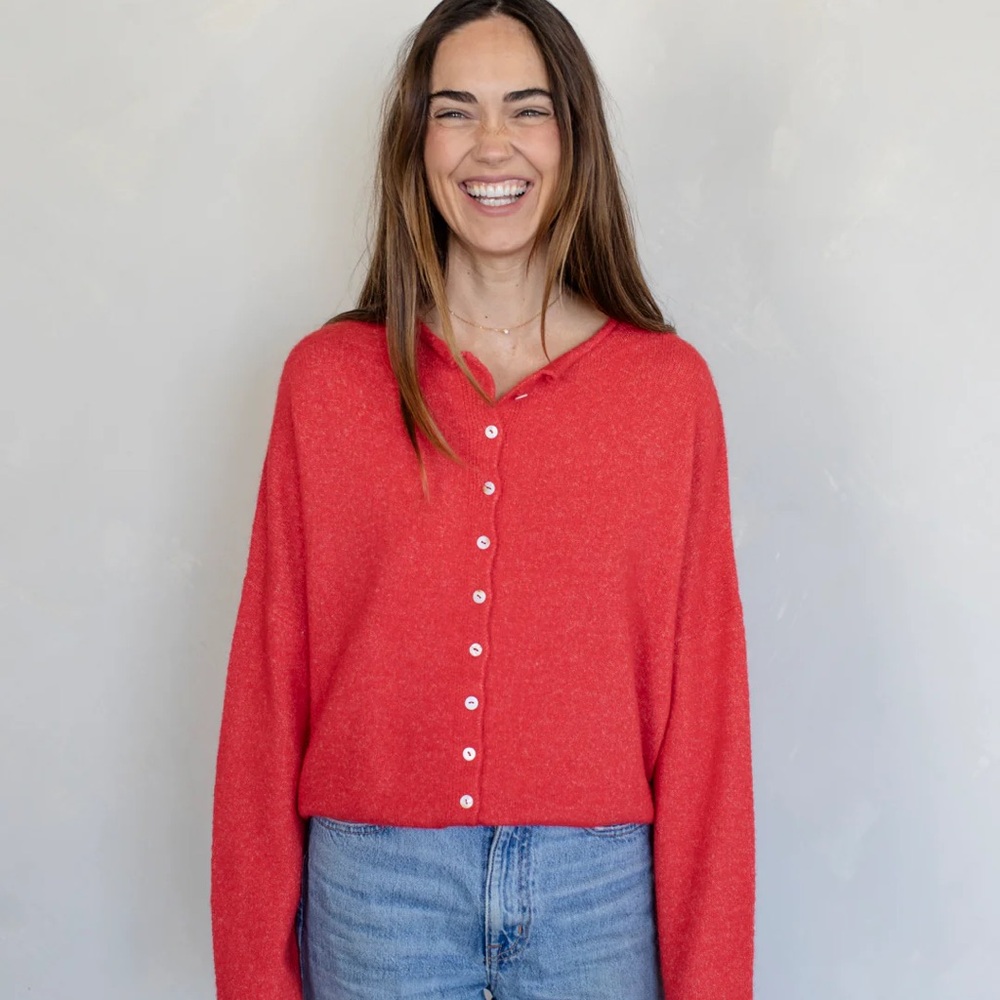 Women's Red Button-Up Top